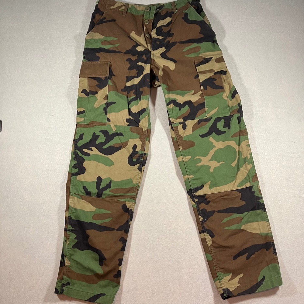 Vintage US Military Woodland Camo Cargo Pants Small Regular Rugged Combat Y2k